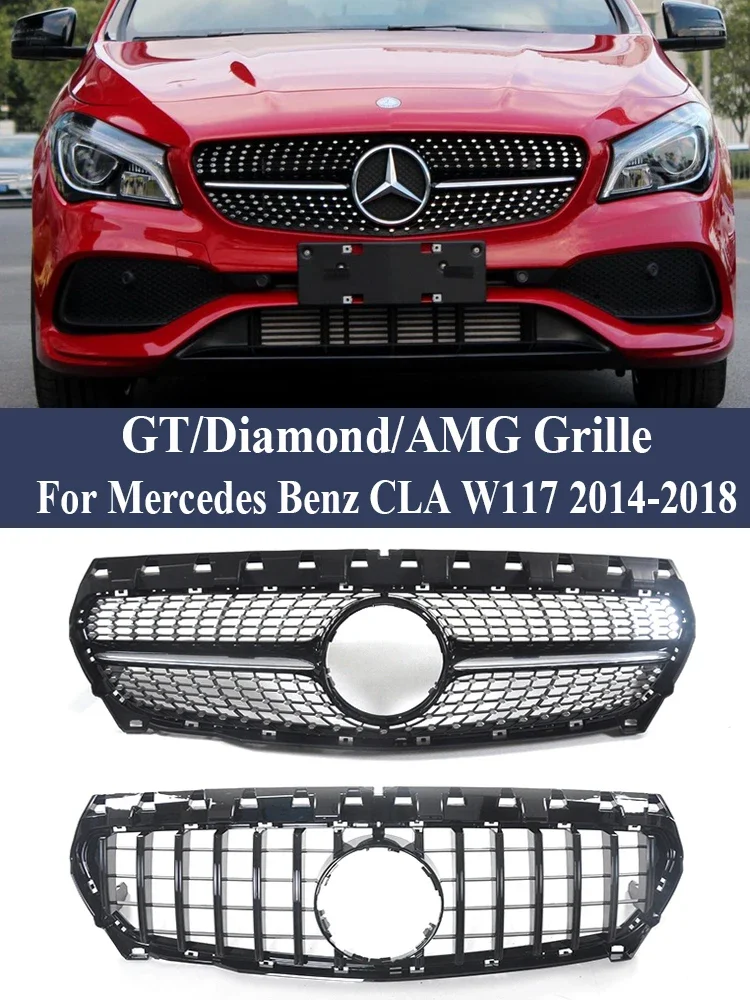 Griglia da corsa Facelift Copertura Paraurti Anteriore Per Mercedes Benz CLA W117 2014-2018 GT Diamond AMG Grill Accessori CLA45 CLA35 Stile