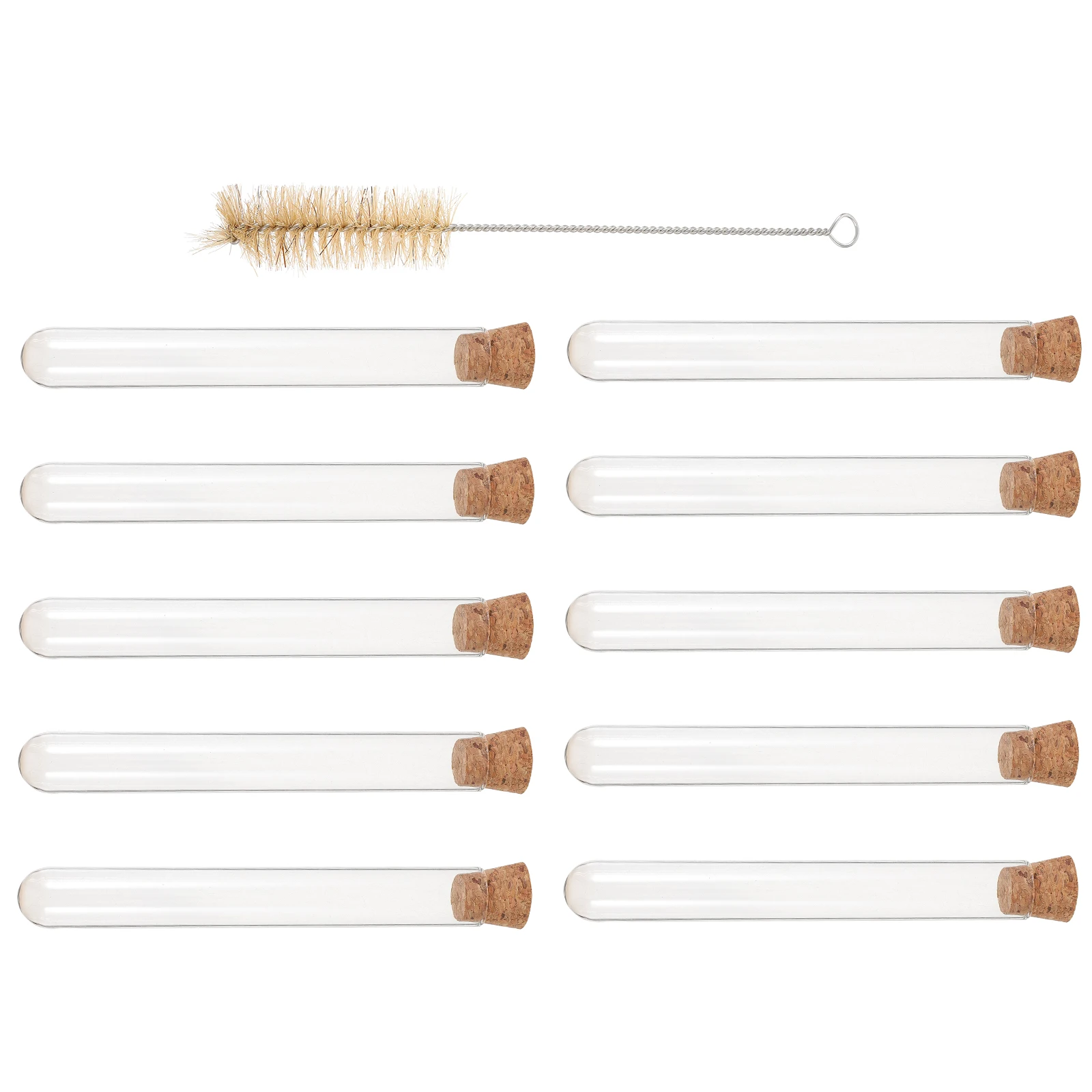 

10Pcs Glass Test Tubes Leak Proof Cork Stoppers Clear Compact for Sample Liquid Lotion Travel Chemical