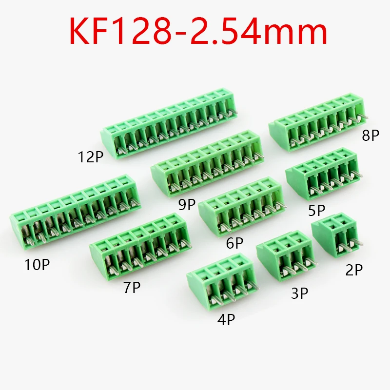 10Pcs KF128 Mini Terminal pcb board connector for Wires 2.54mm Pitch 2/3/4/5/6/7/9/10/12Pin Screw Terminal Block 26-18AWG Cable