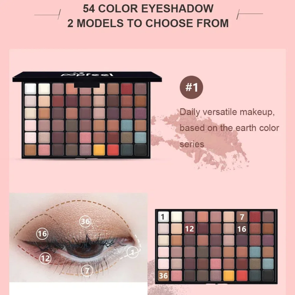 54 Colors Eyeshadow Palette Professional Makeup Shimmer Matte Eyes Shadow Colorful Sexy High Pigmented Fine Texture Cosmetics