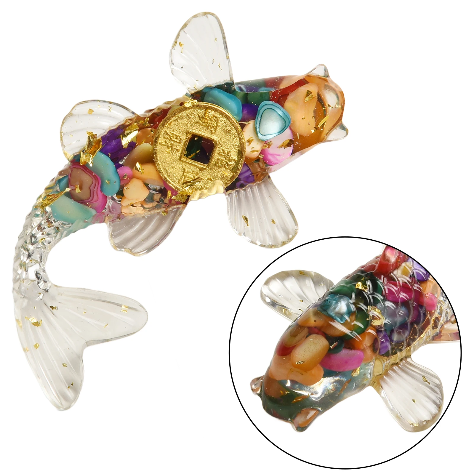 Creative Artificial Koi Fish Ornament Pretty Natural Crystal- Desk Car Home Decor Office Desktop Accessories Gifts Car Ornaments