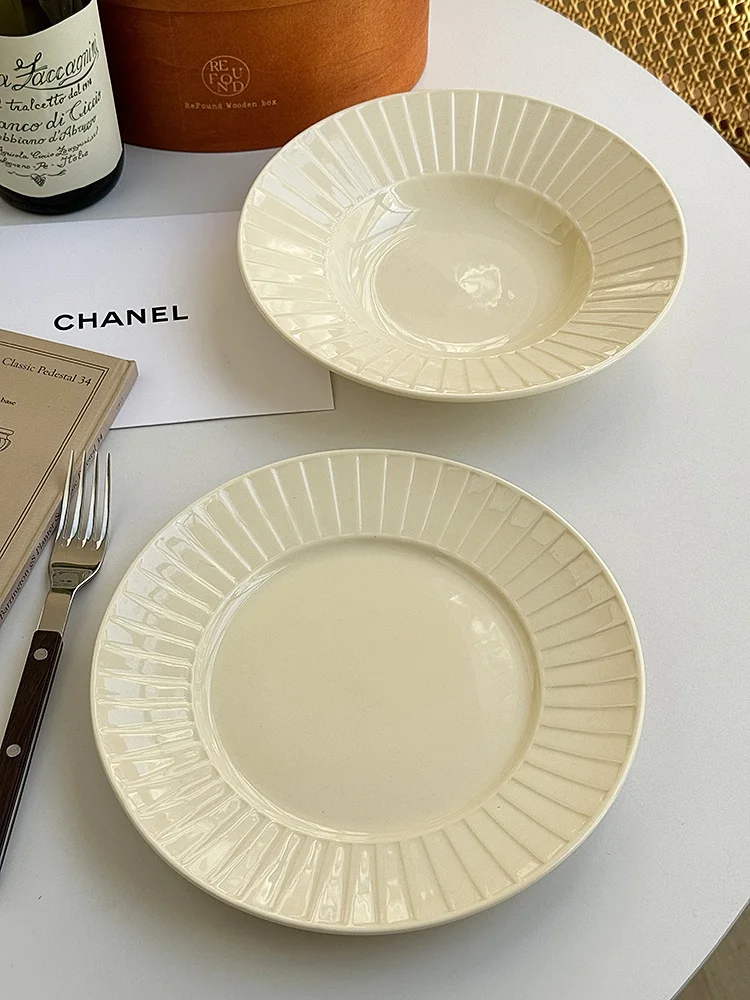 

Набор посуды Anmuli Cerc Yellowi из белого фарфора в скандинавском стиле, многофункциональные круглые тарелки, термостойкие