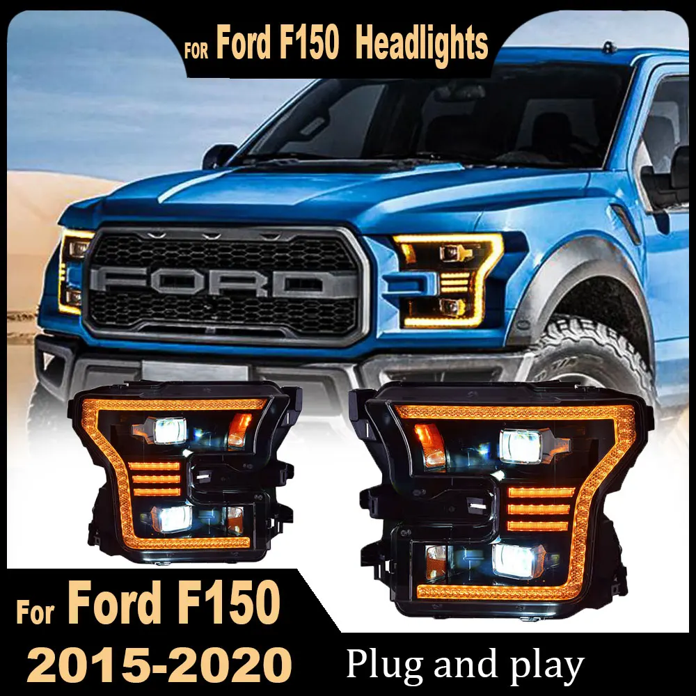 

Светодиодные фары Raptor для Ford F150 2015-2020 годов выпуска, дневные ходовые огни, полный комплект светодиодных фар в сборе.