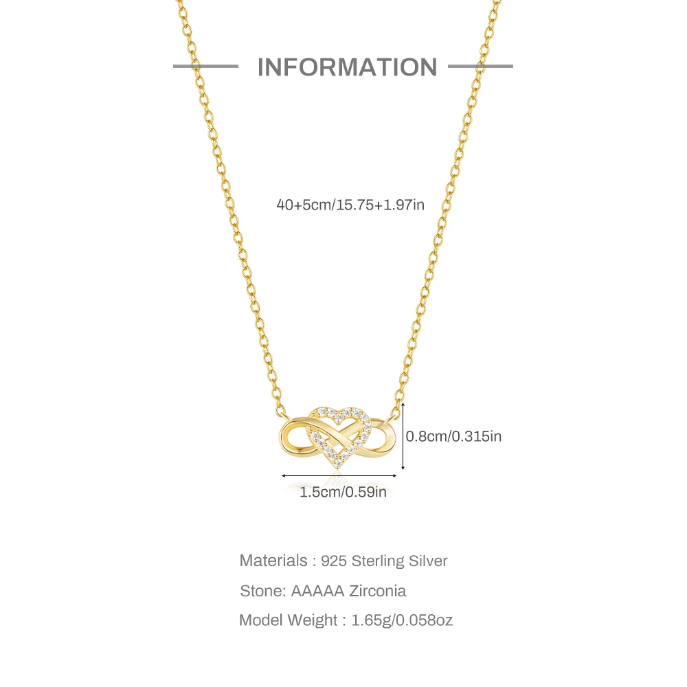 قلادة من الفضة الإسترلينية و 18 قيراط من الذهب للنساء ، سلسلة ترقوة ، نجمة ، قلب ، لانهائي ، فاخر ، زفاف ، مجوهرات حفلات