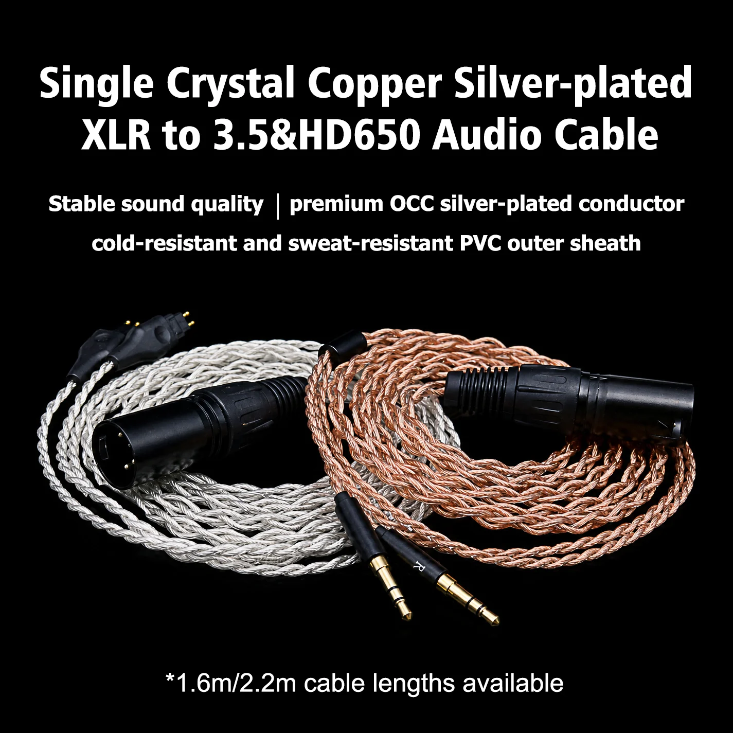 HIFI OCC Silver-plated XLR to Dual 3.5mm/HD650 Balanced Audio Cables for Audio Equipments Power Amplifier Mixing Console Speaker