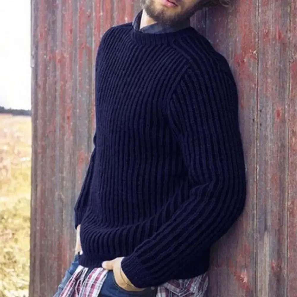 Mens Sweaters Fit Knitted Round Collar Soft Men Pullovers Thicken Warm Winter Wear Male Sweater Long Sleeve Casual Multi Color
