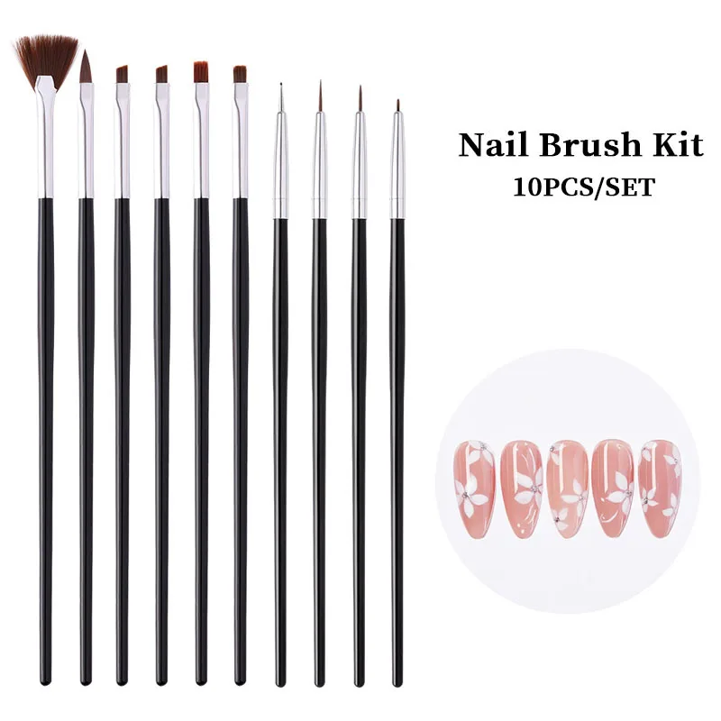 

YIKOOLIN Professional Nail Brush Set Manicure Tools Girl Diy Finernail Pattern Accessories Nail Design Painting Phototherapy Pen