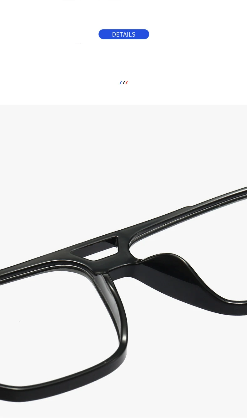 Optische Brillen Rahmen Mode Retro Pilot Doppel Brücke Gläser TR90 Ultra Licht Brillen Große Größe Mann Spektakel – Detail 3