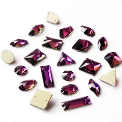 Top Quality Glass Shape Rivoli Drop Cosmic Amethyst Sewing Stones Flatback Sew on Rhinestones For Garment Clothes Bags