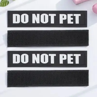 

2Pairs Pet Dog Harness PU Patches Reflective Removable Dog Tags Letter Design Safety Night Walking Accessories