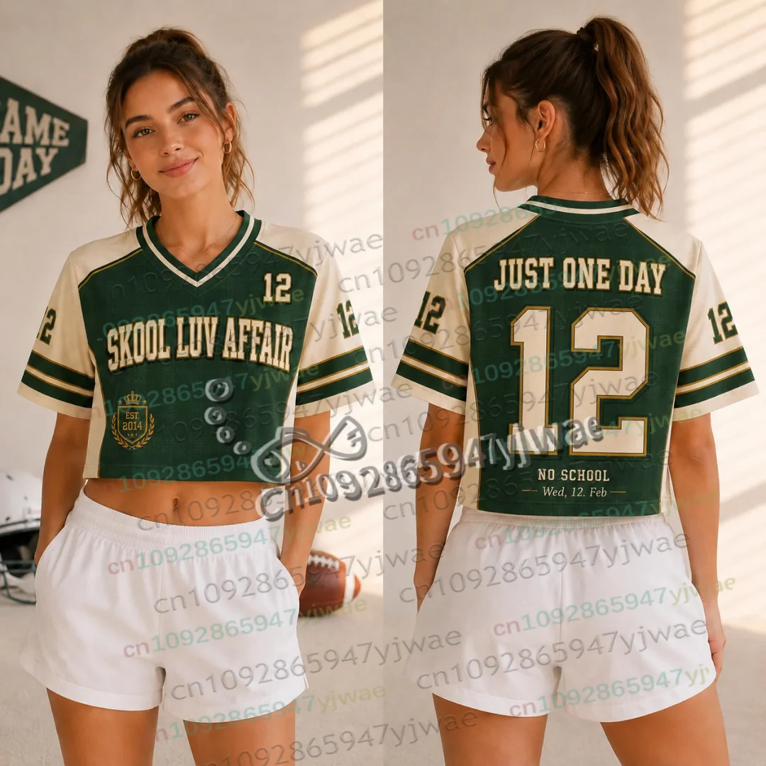 Damen Cheerleader Football Trikot Skool Luv Affair World Tour 2026 K-Pop Geschenk für Fans Sommer Herren Damen Crop Top T-Shirts – Detail 5