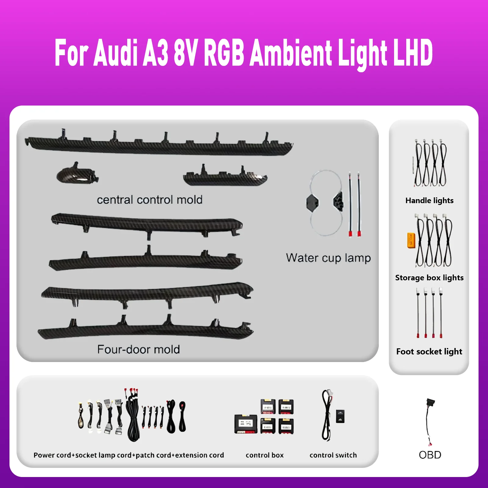 For Audi A3 8V 2013-2019 Years Ambient Light Dashboard Decorative Air Vent LED Atmosphere Lamp illuminated Strips LED