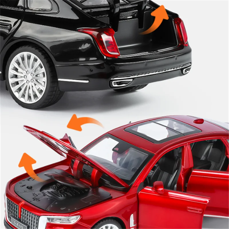 1/32 Hong Qi H9 Legering Luxy Auto Model Diecasts Voertuigen Metalen Auto Model Hoge Simulatie Geluid Licht Collectie Kinderen Speelgoed gift