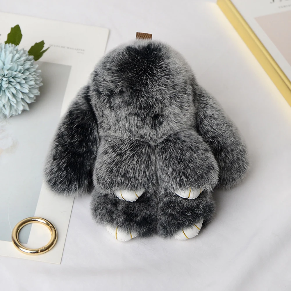 Fluffy Rabbit Fur Pompon Bunny Keychain For Women Girls Bag Car Key Chain Cute Rabbit Key Ring On Bag Car Trinket Pendant Gift