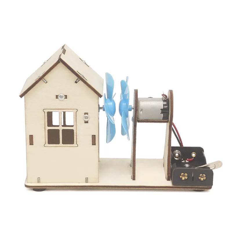 DIY Wooden Puzzle STEM Toys Technology Experimental Tool Kit Wind Power Model Learning Education Games for Kids Teaching Aid