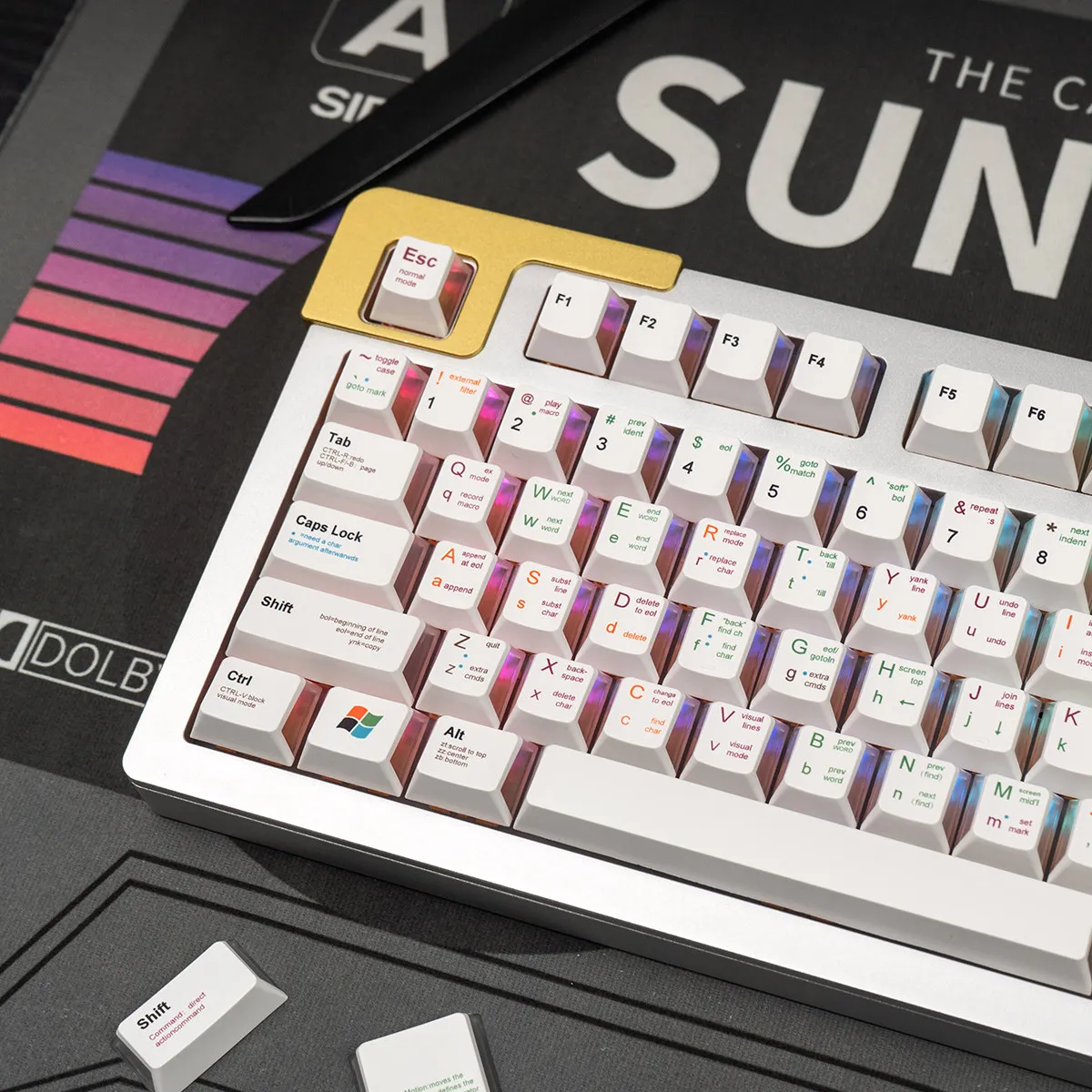 Minimalist White Programmer Keycaps Dye-Sub Triple Side Transparent PBT+PC Keycaps For MX 61/64/75/84/96 Mechanical Keyboard