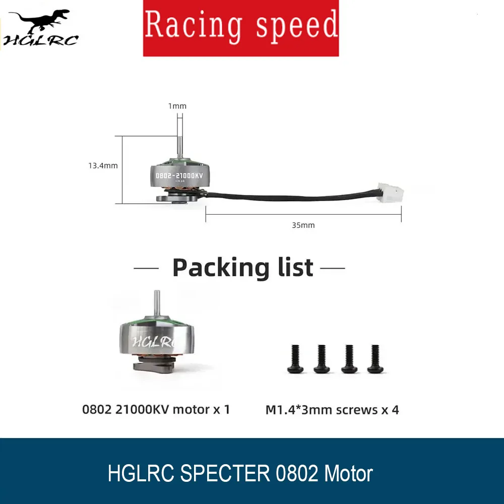 

4PCS HGLRC SPECTER 0802 Brushless Motors 21000KV - 1S Lipo, 31/41mm Props for 65-75mm Tinywhoop FPV Drones