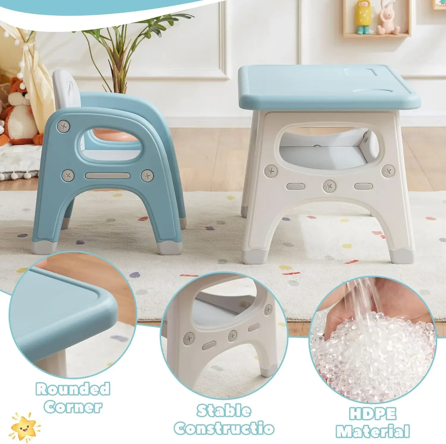 Kids and 2 Chairs Set, Large Built-in Storage, Montessori Toddlers Table and Chairs Set, Kids Activity Table for Drawing Dining