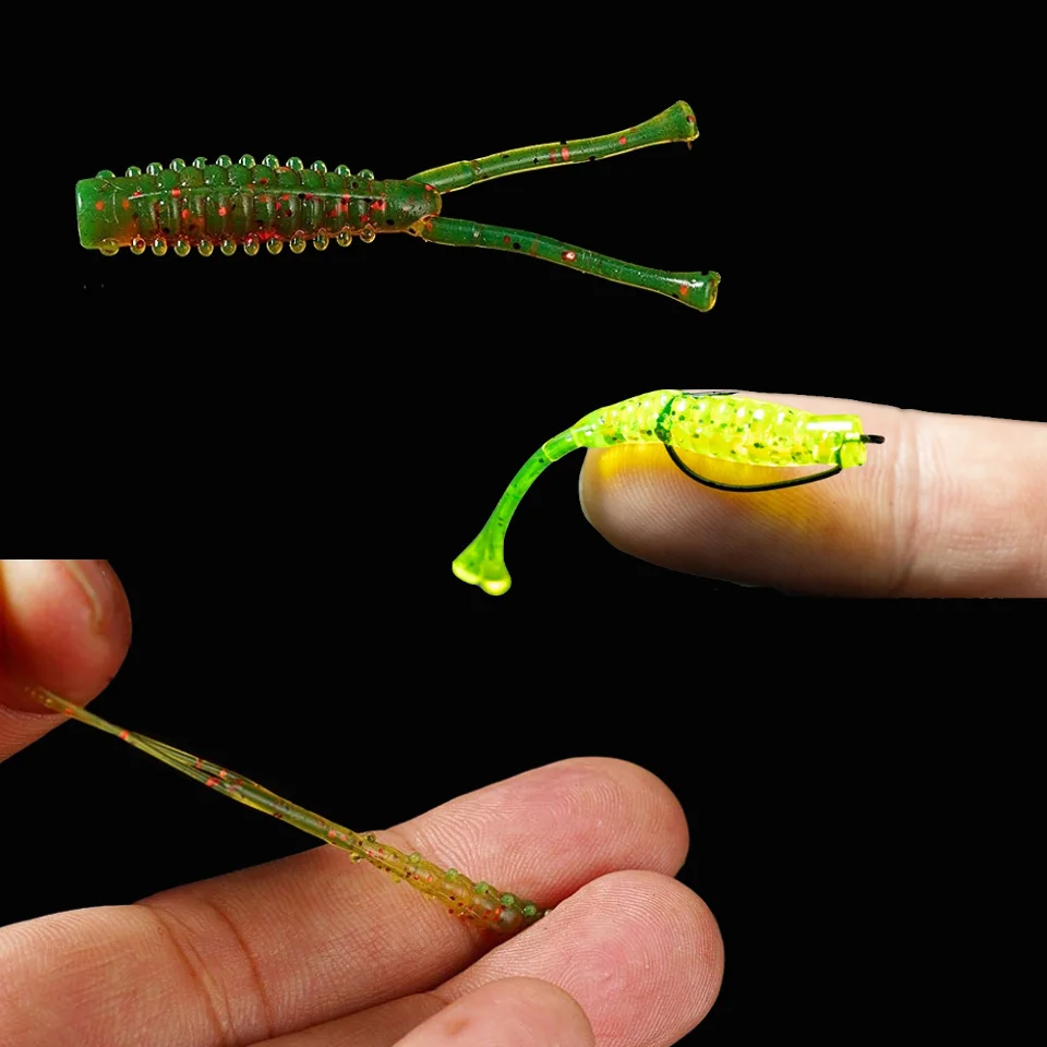 MUKUN 20PCS Micro Soft Fishing Lure 0.4g/40mm Rock Fishing Bait Soft Worm Wobbler Artificial Fishing Accessories