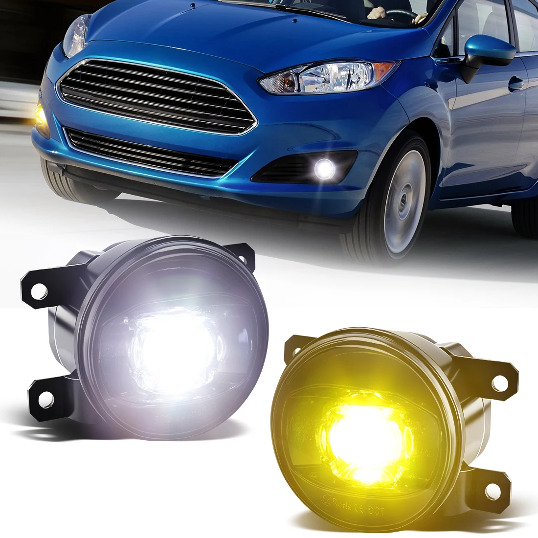 

2pcs LED Car Fog Lamp White Yellow 8000LM 30W Waterproof Light for Ford Honda Suzuki Isuzu Mitsubishi Citroen Renault 12V