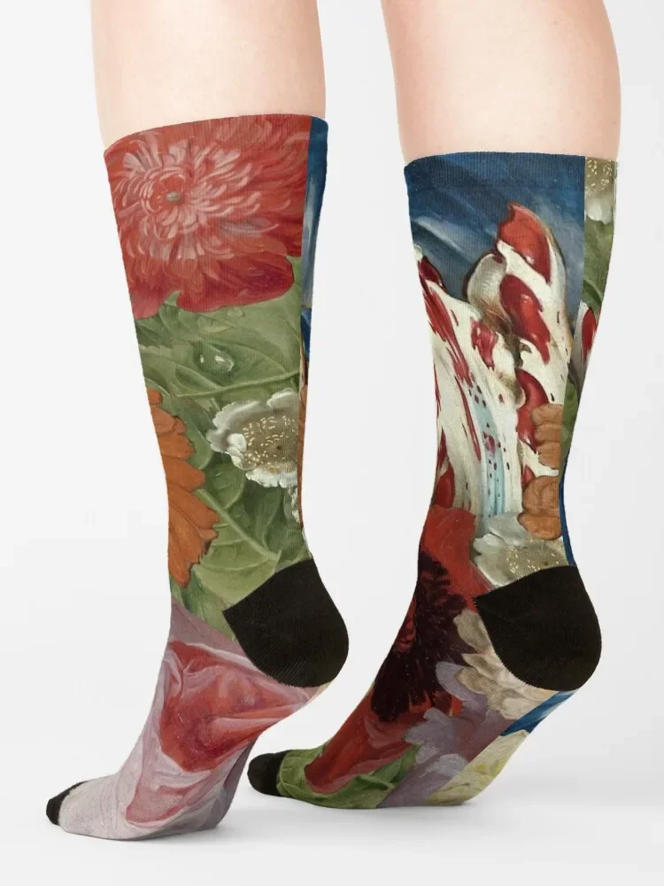 Nieder län dische Meister Blumen collage Socken Tennis kurze Frauen Socken Männer