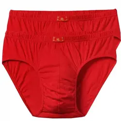 100% Cotton Men's Briefs Male Fortune Character Year of Life All Cotton Big Red Youth Cotton Pant Plus Size Underpants Comfort