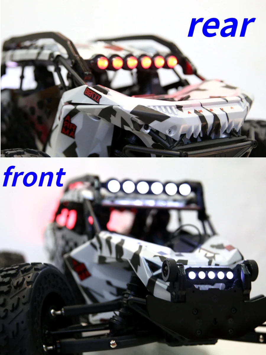 Front Rear Top LED Light Headlights for Roll Cage For 1/7 ARRMA FIRETEAM RC Car Update Toy Parts