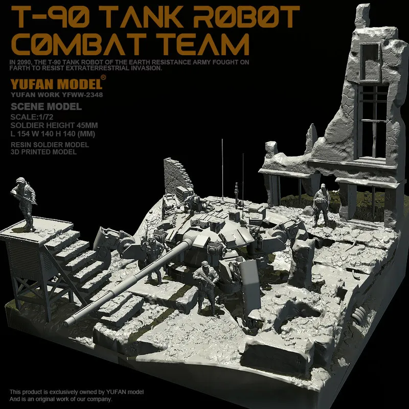 

1/72 T-90s Combat Mech Resin Model Figure Gk Micro Miniature 3d Printed White Model Toy Unassembled And Unpainted Kit