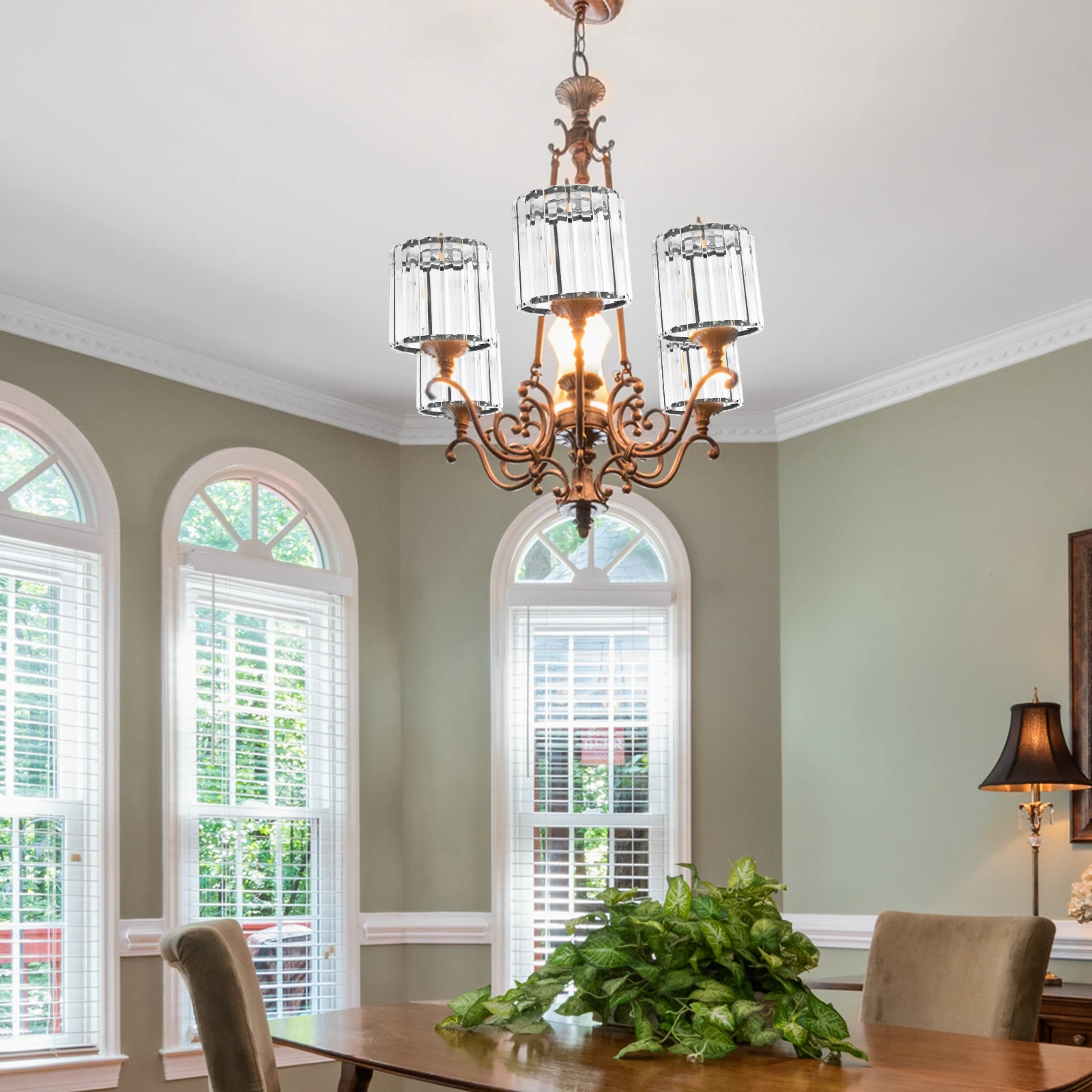 

Crystal Semi Flush Mount Ceiling Light with Elegant Shade for Home Hotel Iron Art Lamp Cover Creative Lighting Fixture