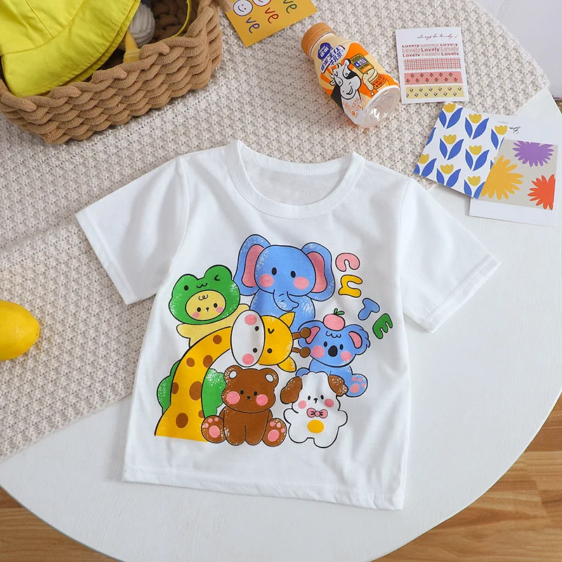 2024 Summer New in Kids Baby Boys girls Cute Clothing - Children Cartoon Cotton Top ,toddler Clothes Fashion T-shirts