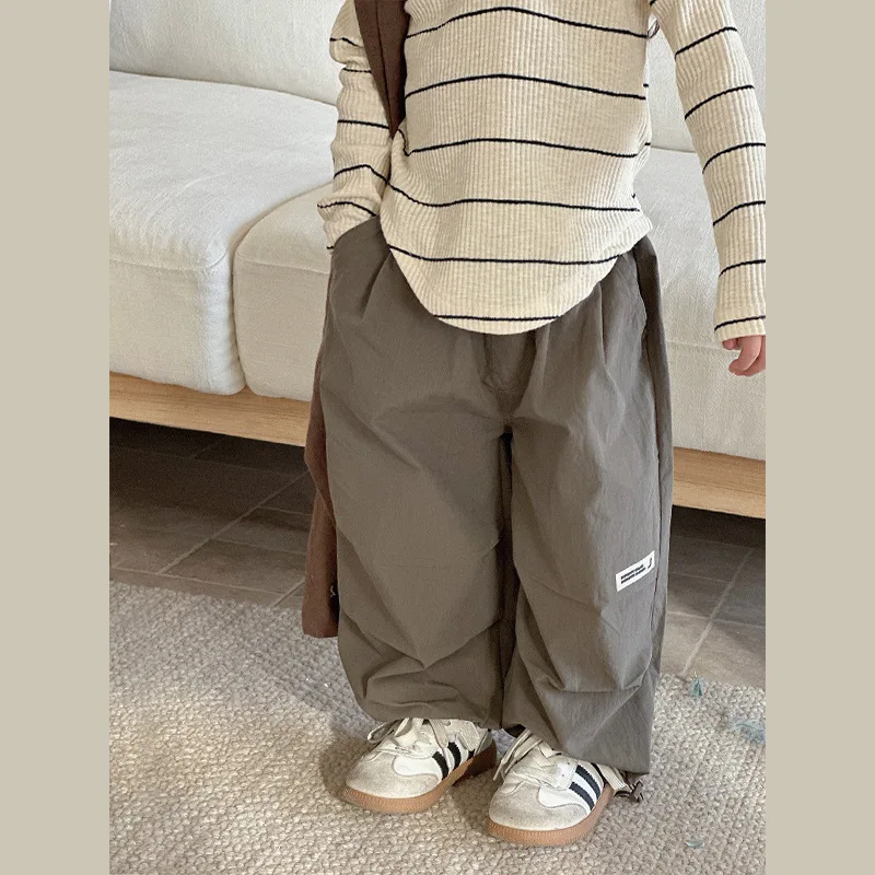 

Girls Pants 2024 Autumn New Childrens Clothes Korean Style Cargo Pant Baby Bunched Feet Casual Pants Fashion Casual Simple