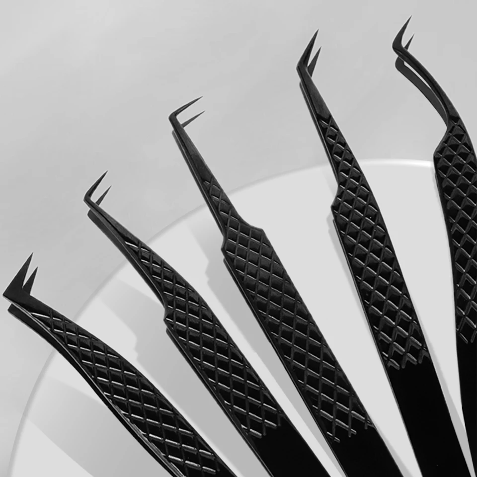 Pince à épiler à pointe de Fiber de précision, Extensions de cils, pince de démarrage antistatique, maquillage en acier inoxydable, pince précise 3D