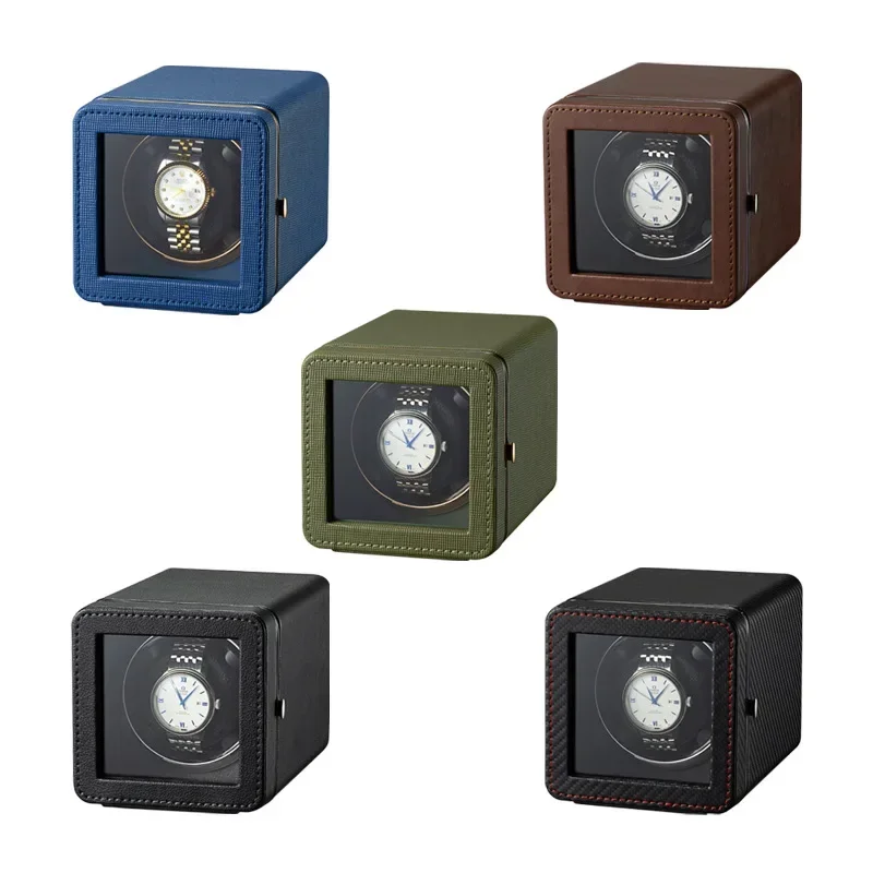 Exquisite Mini Watch Winder Color Leather 1 Slot Five Adjustable Modes with Lights Mechanical Watch Organizer Customizable Logo