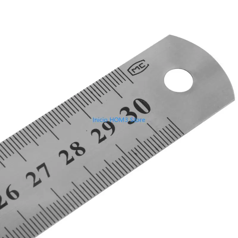 A5YD 30cm 12 "강철 스테인리스 포켓 파우치 메트릭 금속 눈금자 측정 더블면
