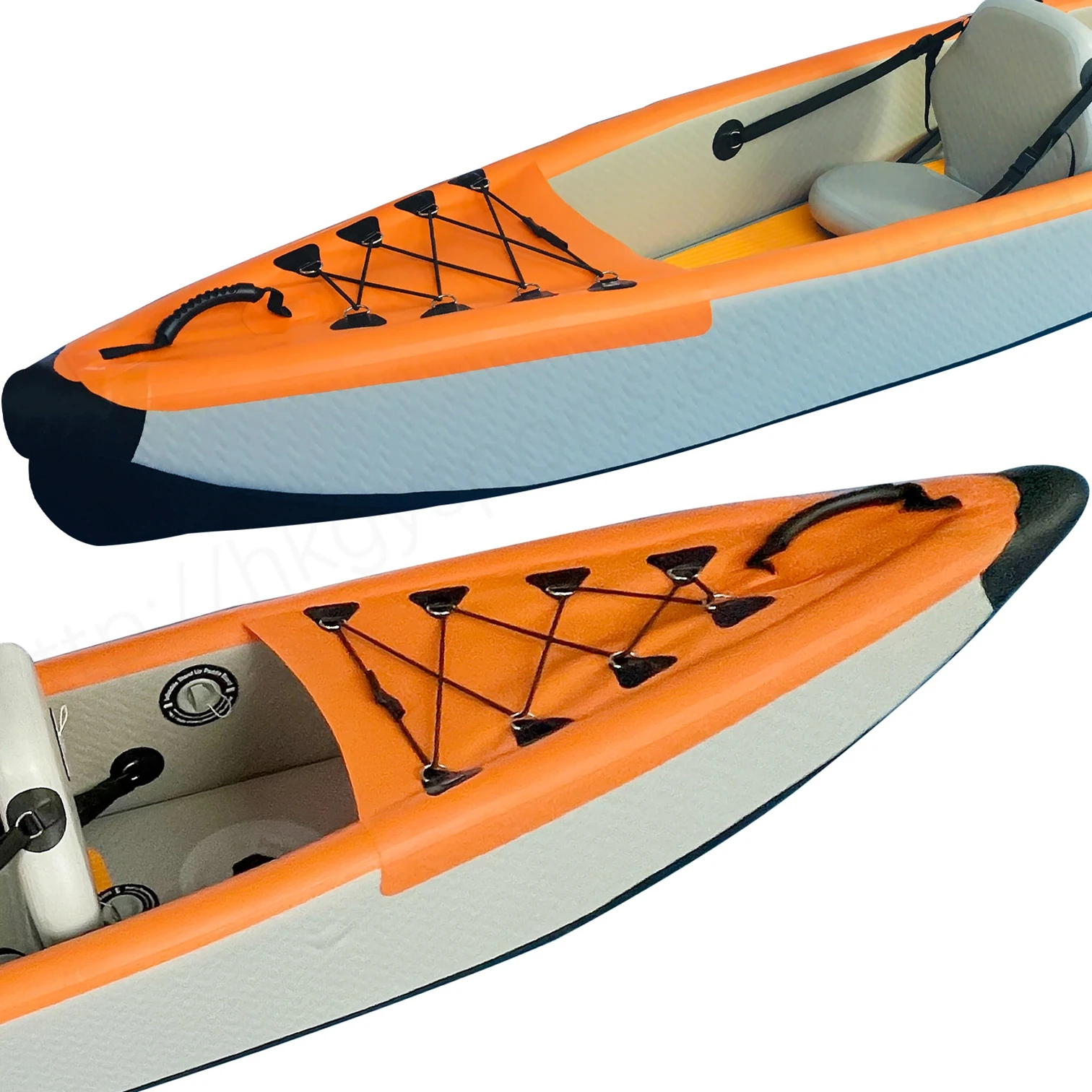 Inflatable Kayak Boat, 2 Person Tandem, Reinforced PVC with EVA Anti-Slip Pad, with Paddles, for Lake River Water Sports Touring