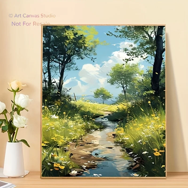 A Digital Painting Kit for Adult Beginners, Featuring Numbered Painting - Includes Acrylic Paints, Canvas, Three Brushes, And