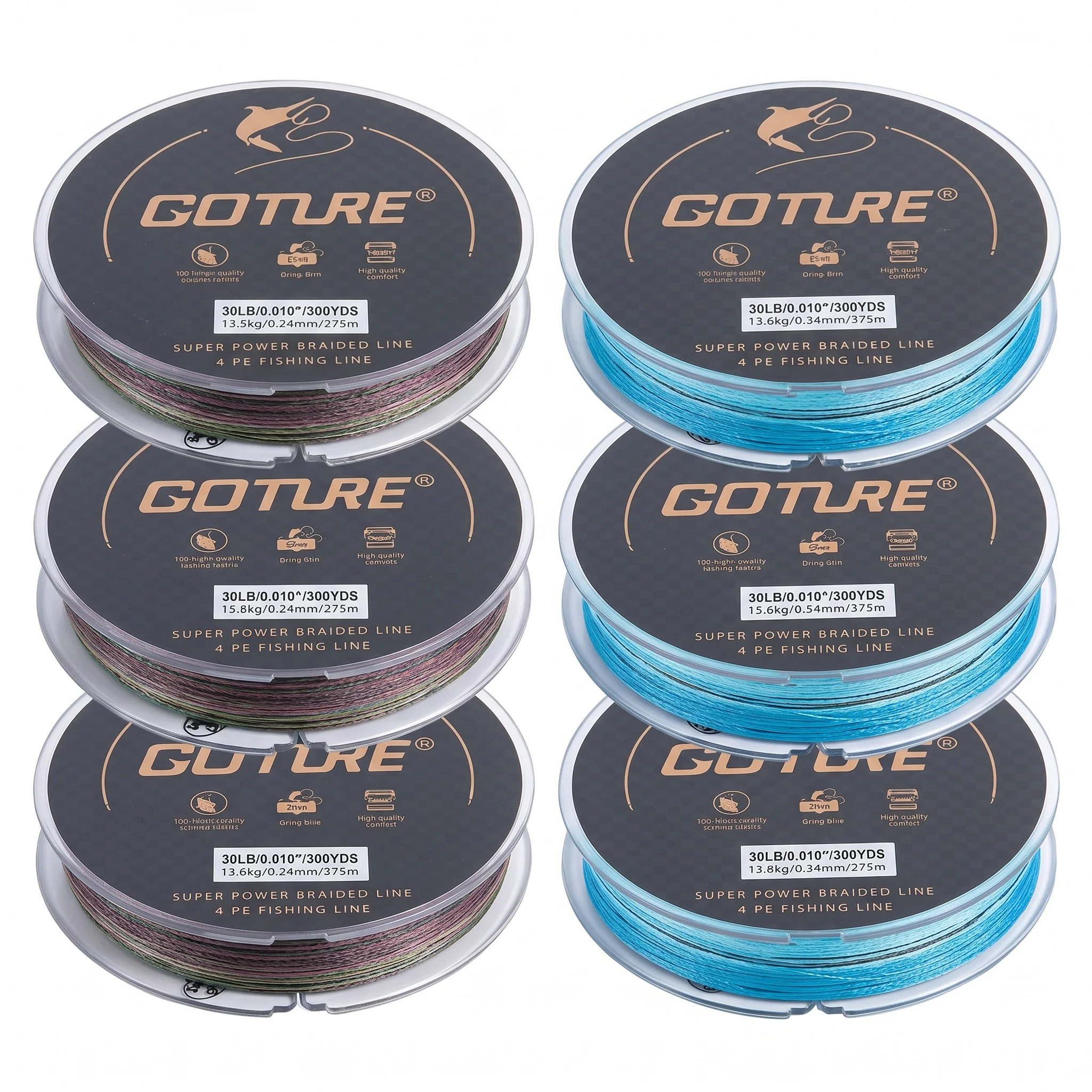 Goture Linha de Pesca Trançada 275m 30Lb PE 4W