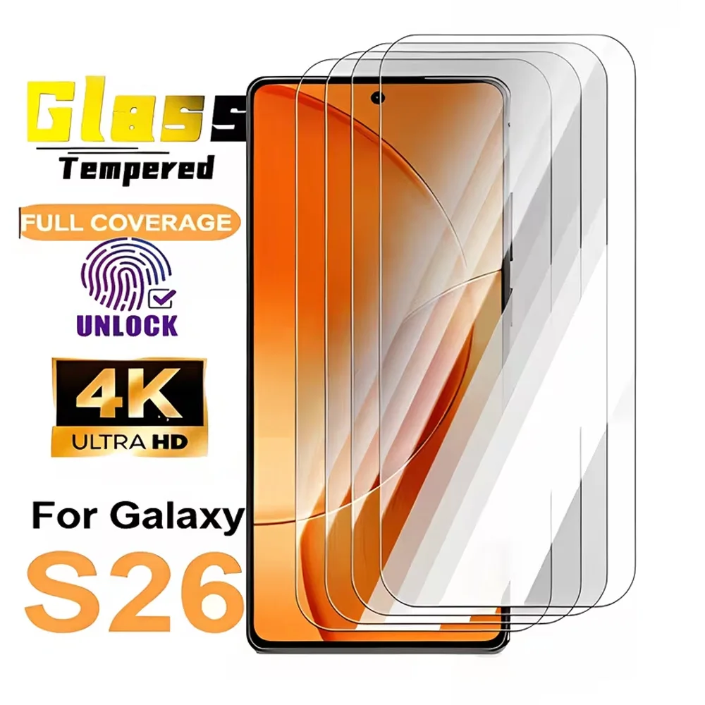 1-4PCS HD Screen Protector For Samsung S26 Ultra S26 Plus S26 S25 Edge S25 Plus S24 Ultra S24 S23 Tempered Glass For Samsung S26