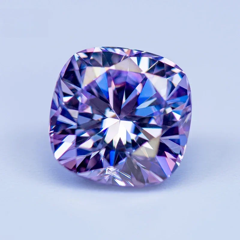 Moissanite Stone Cushion Cut Light Purple Color VVS1 with GRA Certificate for Gemstone Charms Advanced Jewelry Making Materials