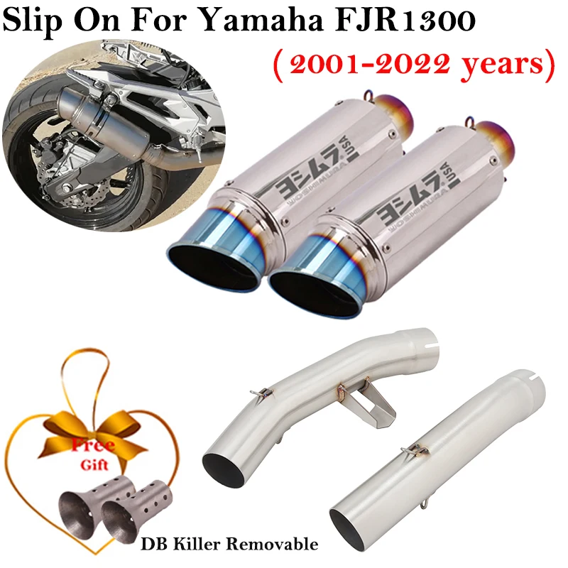 

For Yamaha FJR 1300 FJR1300 2001 - 2022 Motorcycle Exhaust Escape Systems Modify Muffler With Double Middle Link Pipe DB Killer