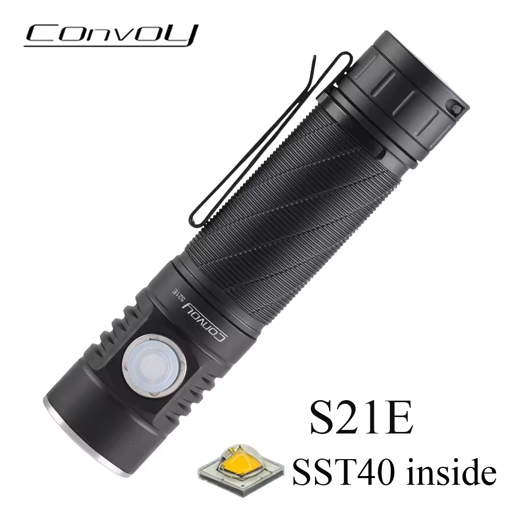 פנס חזק Convoy S21E SST40 Led Lanterna 21700 פנס חזק 2400lm פנס עבודה לד סוג-c נטען Latarka