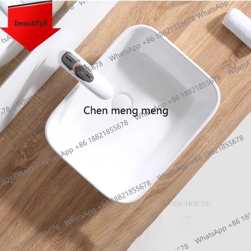 

Современные керамические прямоугольные умывальники A50, 3 размера, креативные белые раковины для ванной, простые накладные раковины для туалета и кухни
