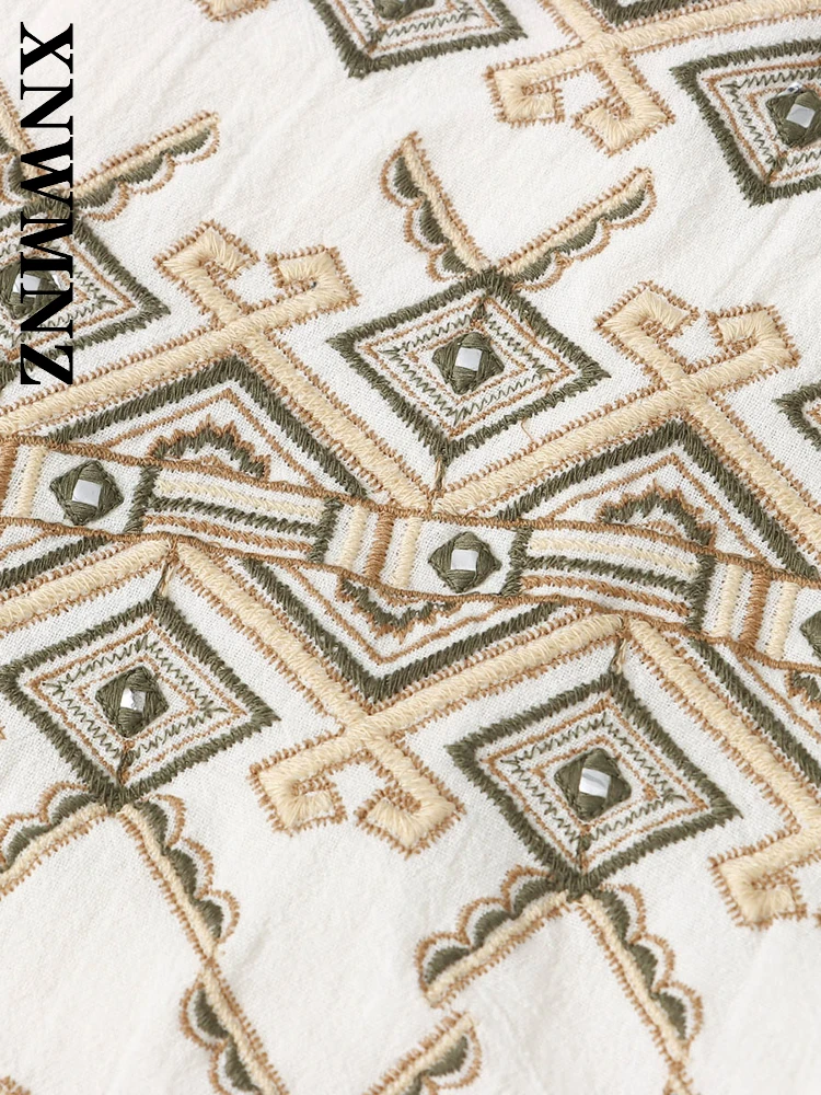 XNWMNZ 2025 Summer New Product Women Clothing Fashion boho embroidery Shorts Holiday Chic Lady Bottoms