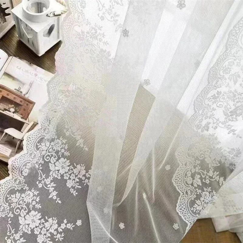 

New Luxury Romantic French Lace Curtains Beautiful All-match Curtains for Living Dining Room Bedroom Decoration White Tulle