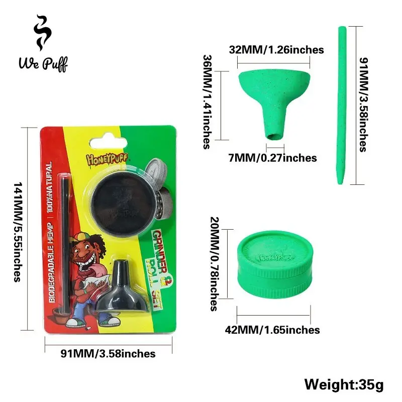 WE PUFF Funnel Rolling Paper DIY Cigarette Rod Tobacco Grinder Set Grind Dry Herb Horn Tube Filler Pipe Smoking Accessories