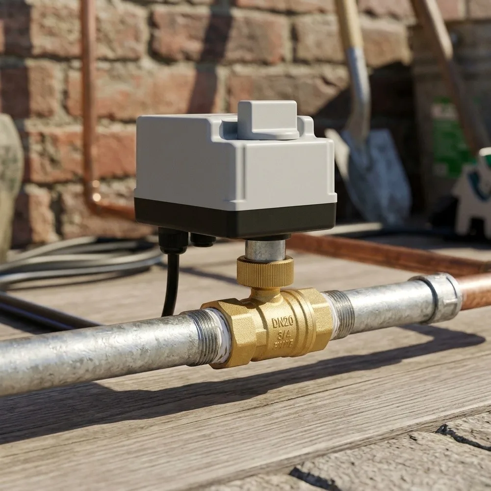 Brass Motorized Ball Valve for Process Control AC220V DC12V 3-Wire Electric Actuator Manual Switch IP67 Rated Enclosure