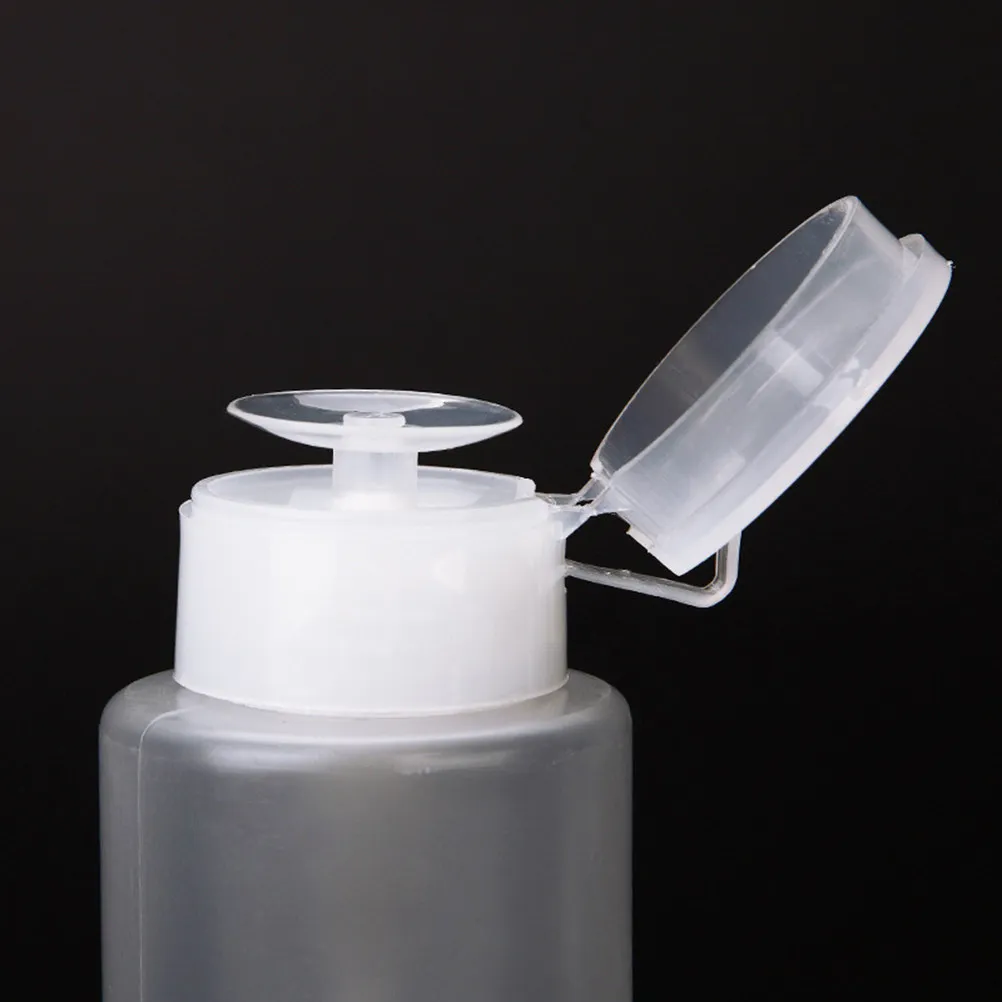 4Pcs Press Pump Bottle Nail Polish Remover Bottle Clear Reusable Manicure Cleaner Storage Container for Pocket Purse Handbag