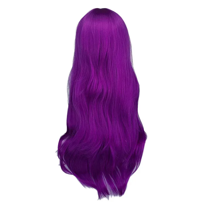 Descendants Adrey Evie Evil Mal Anime Long Purple Wave Synthetic Hair Cosplay Halloween Costume Accessories Wig Wih Cap gkl/6
