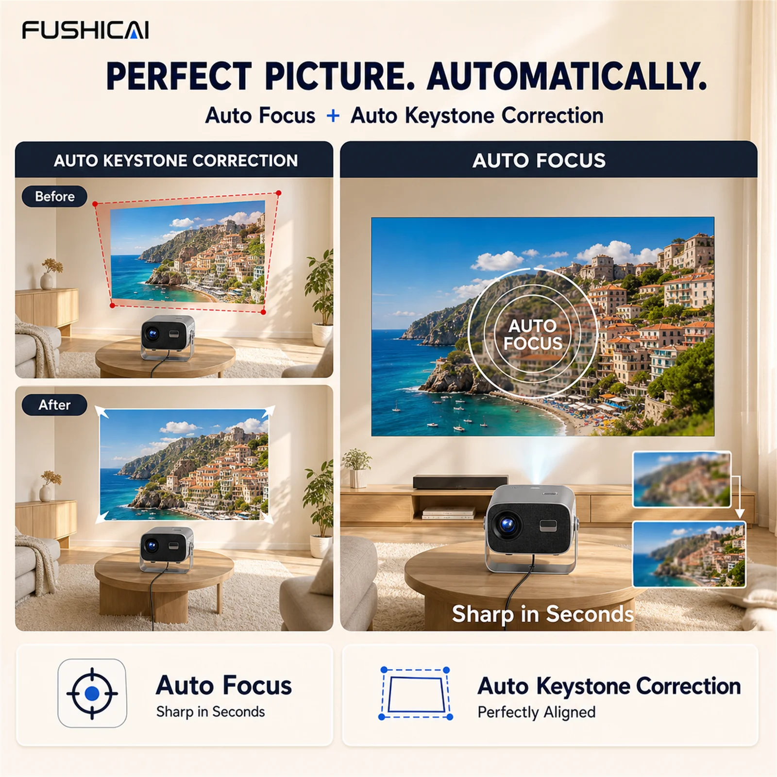 Home Cinema Entertainment - FUSHCAI Vidéoprojecteur Extérieur A10, Projecteur Portable
