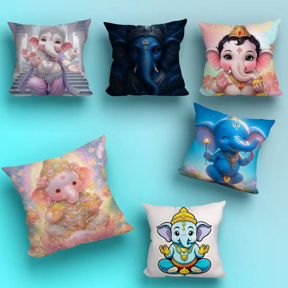 

E-Elephant God COOL GaneshS Pillow Case Sofa Living Room Bedroom Headboard Backrest Cushion Square Cushion Nap Time